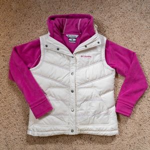 Columbia White and Pink Fleece and Vest Combo Sz M
